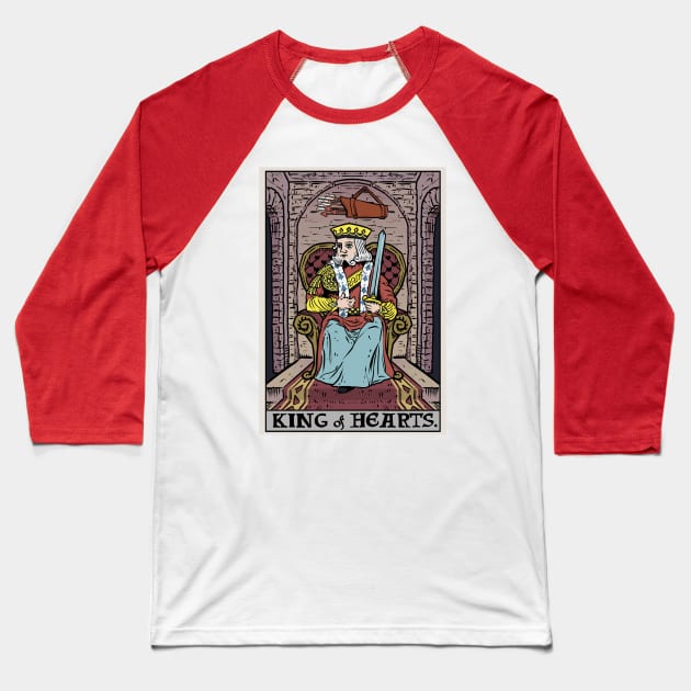 King of Hearts Tarot Card Valentines Day Baseball T-Shirt by TheGhoulishGarb